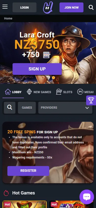 Ilucki Casino mobile browser home interface on a phone